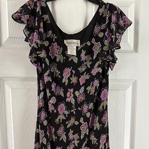 Chadwick's Short Sleeve Ruffles Lined Maxi Dress Size 8 NWOT